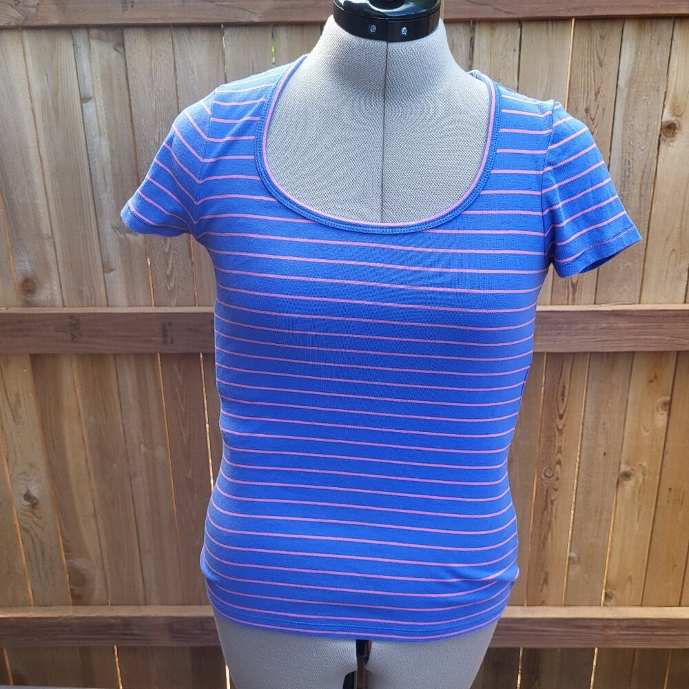 Boden purple and pink striped short sleeve t-shirt size 6